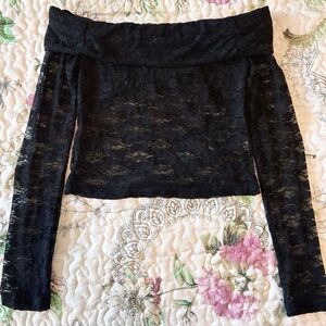 Edikted Black Lace Off-Shoulder Blouse